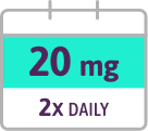 Week 5-8: 20 mg, 2x daily.